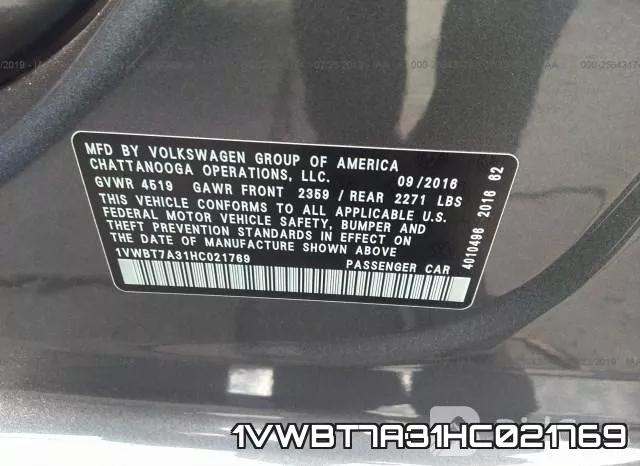 1VWBT7A31HC021769 фото 10