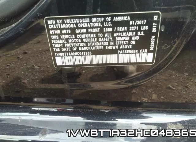 1VWBT7A32HC048365 фото 10
