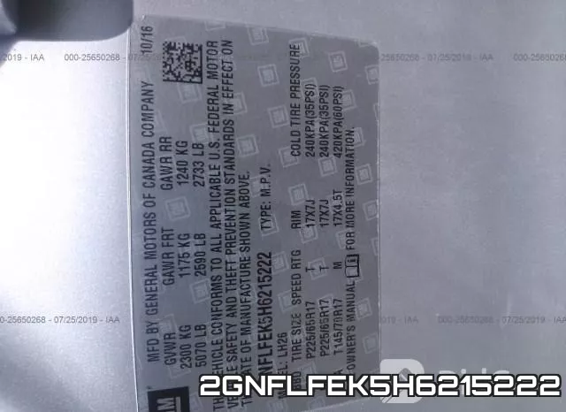 2GNFLFEK5H6215222 фото 10