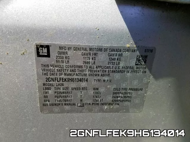 2GNFLFEK9H6134014 фото 2