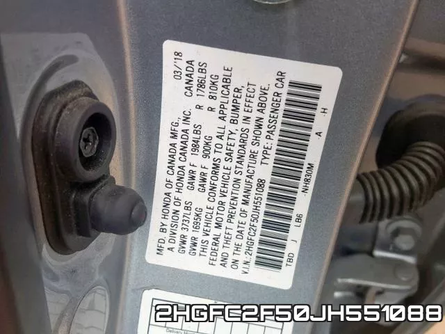 2HGFC2F50JH551088 фото 2