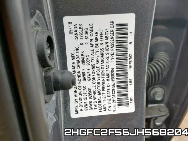 2HGFC2F56JH568204 фото 2