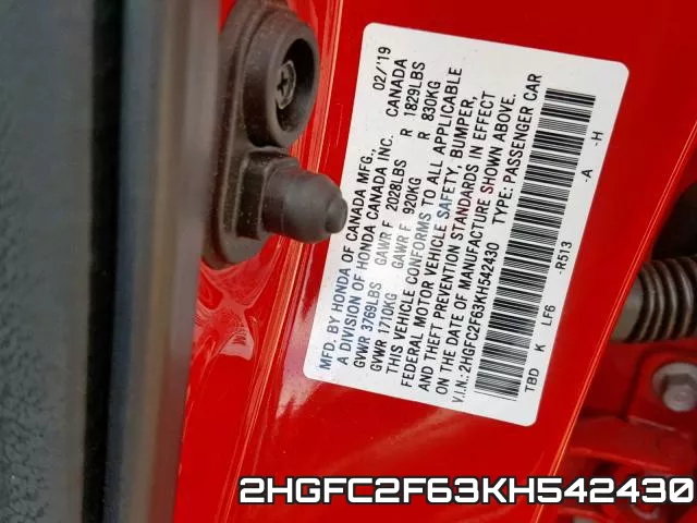 2HGFC2F63KH542430 фото 2