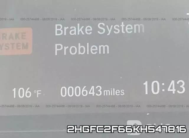 2HGFC2F66KH547816 фото 8