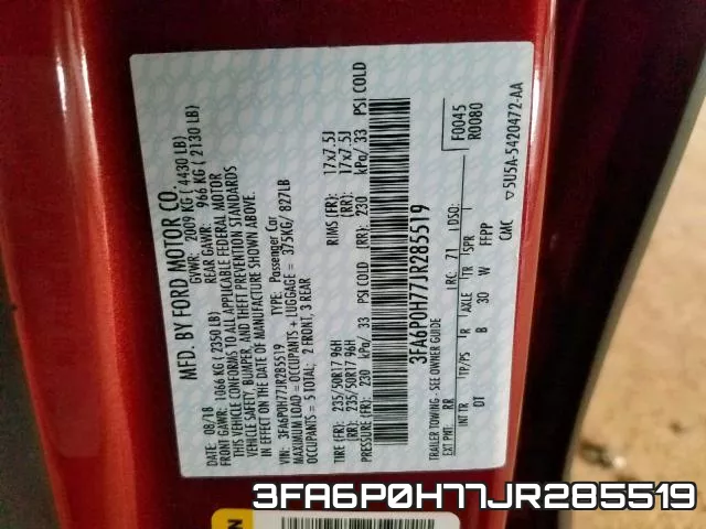 3FA6P0H77JR285519 фото 2