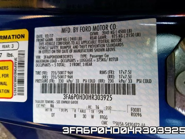 3FA6P0HD0HR303925 фото 2