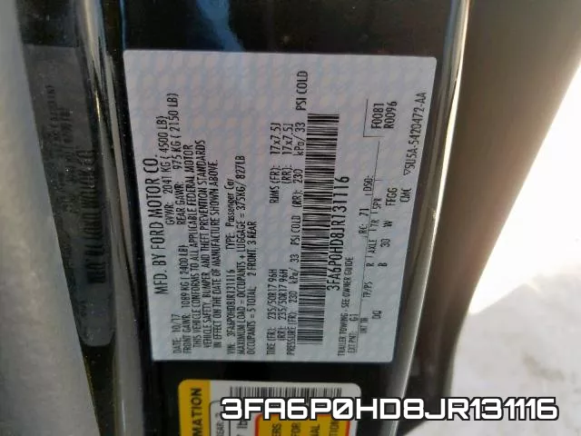 3FA6P0HD8JR131116 фото 2