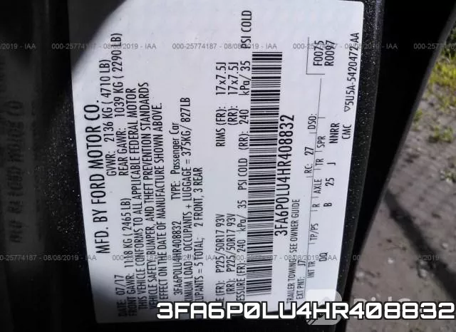 3FA6P0LU4HR408832 фото 10