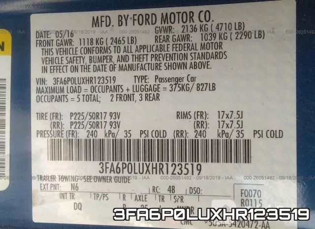 3FA6P0LUXHR123519 фото 10