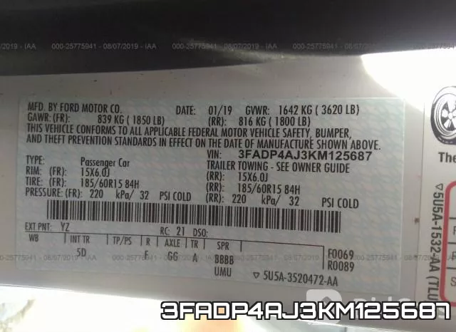 3FADP4AJ3KM125687 фото 10