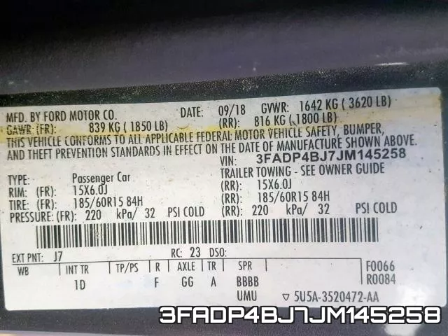 3FADP4BJ7JM145258 фото 2