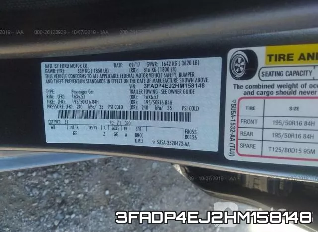 3FADP4EJ2HM158148 фото 10