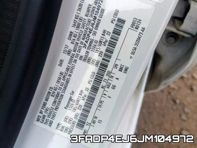 3FADP4EJ6JM104972 фото 2
