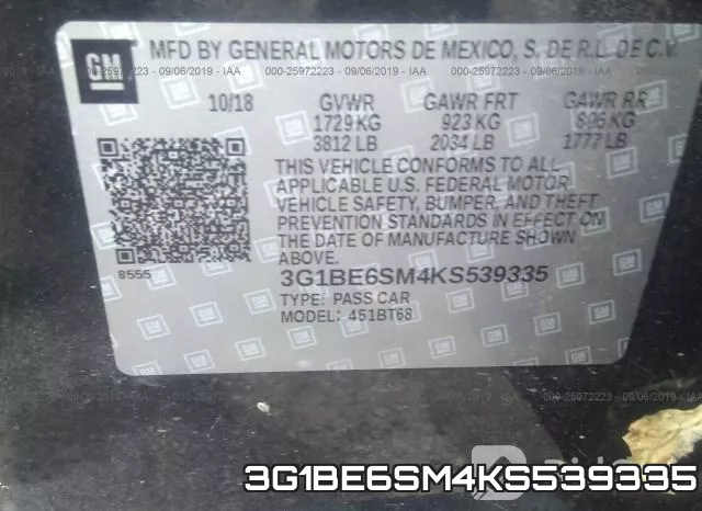 3G1BE6SM4KS539335 фото 10