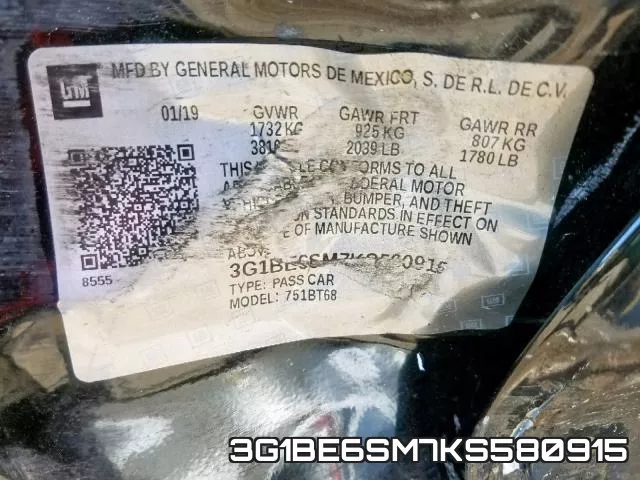 3G1BE6SM7KS580915 фото 2