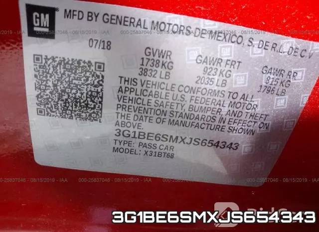 3G1BE6SMXJS654343 фото 10