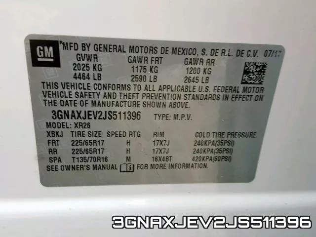 3GNAXJEV2JS511396 фото 2