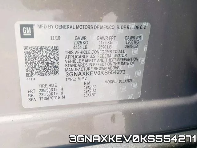 3GNAXKEV0KS554271 фото 2