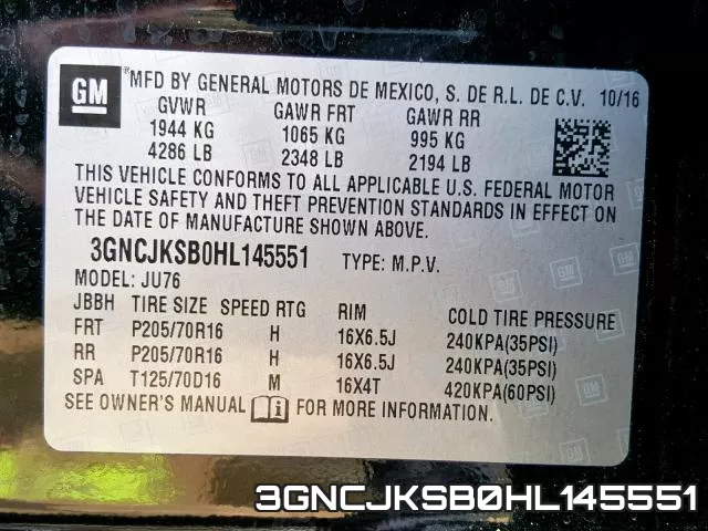 3GNCJKSB0HL145551 фото 2
