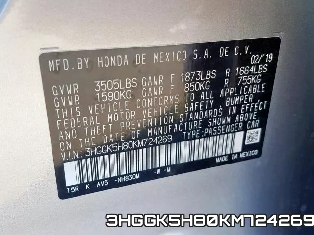 3HGGK5H80KM724269 фото 2