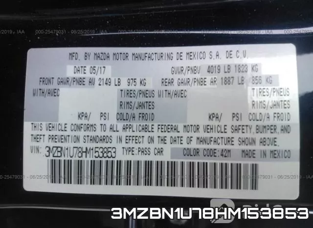 3MZBN1U78HM153853 фото 10
