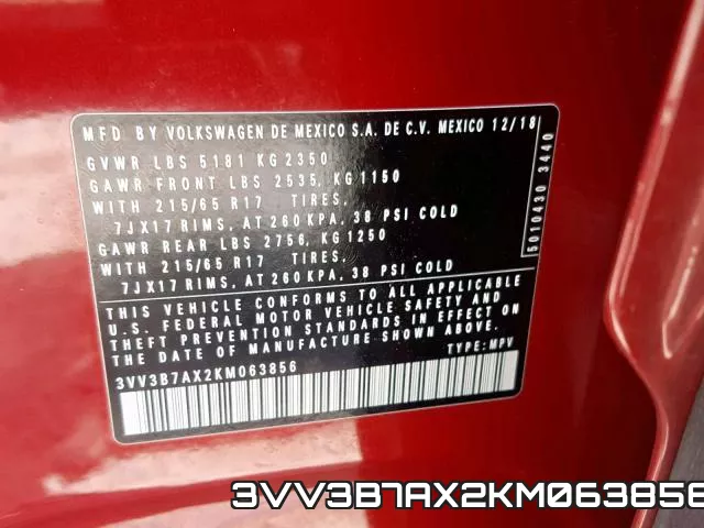 3VV3B7AX2KM063856 фото 2