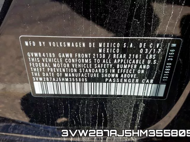 3VW2B7AJ5HM355805 фото 2