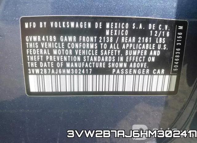3VW2B7AJ6HM302417 фото 10