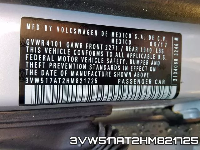 3VW517AT2HM821725 фото 2