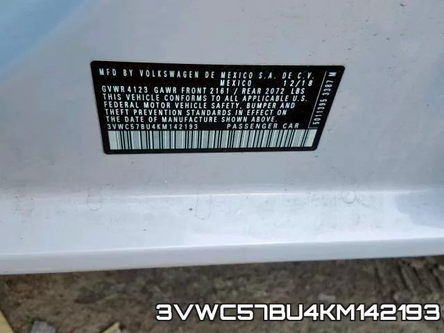 3VWC57BU4KM142193 фото 2
