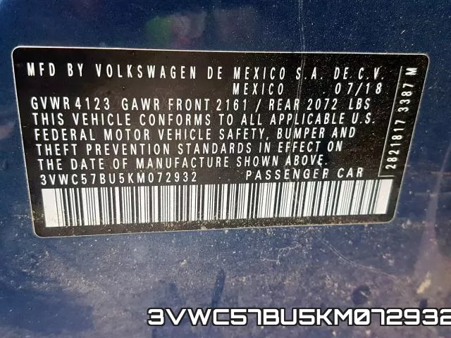 3VWC57BU5KM072932 фото 2