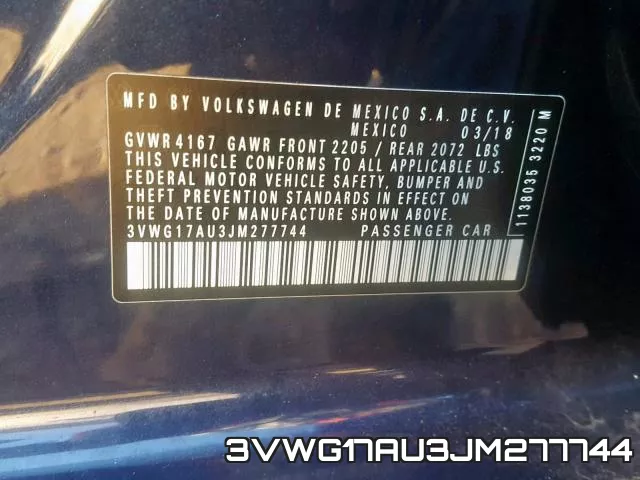 3VWG17AU3JM277744 фото 2