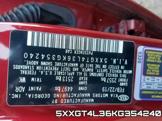 5XXGT4L36KG354240 фото 2