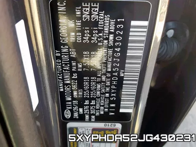 5XYPHDA52JG430231 фото 2
