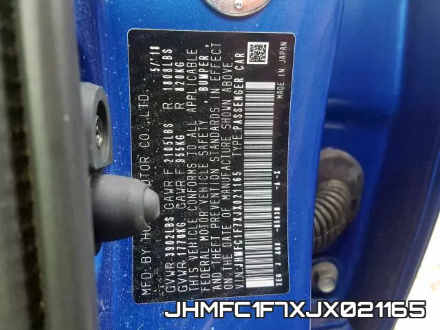 JHMFC1F7XJX021165 фото 2