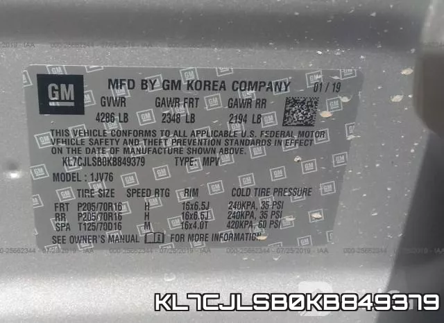 KL7CJLSB0KB849379 фото 10