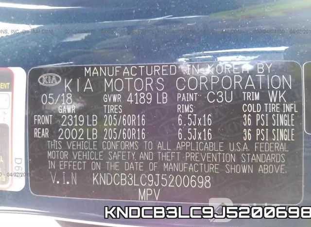 KNDCB3LC9J5200698 фото 10