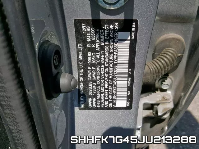 SHHFK7G45JU213288 фото 2