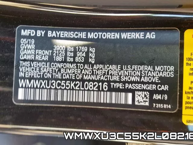 WMWXU3C55K2L08216 фото 2
