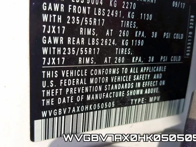 WVGBV7AX0HK050505 фото 2