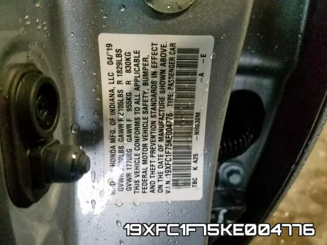 19XFC1F75KE004776 фото 2