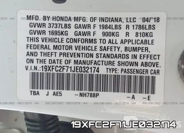 19XFC2F71JE032174 фото 10