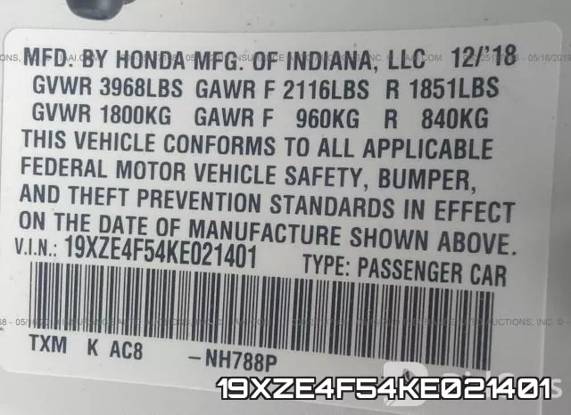 19XZE4F54KE021401 фото 10