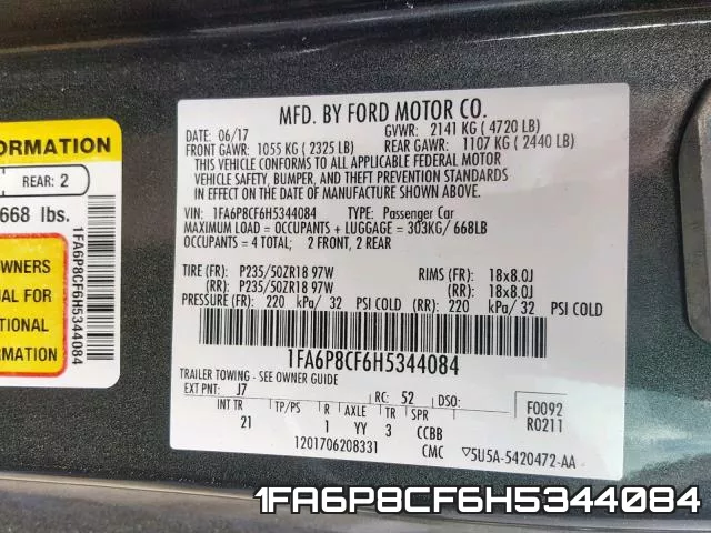 1FA6P8CF6H5344084 фото 2