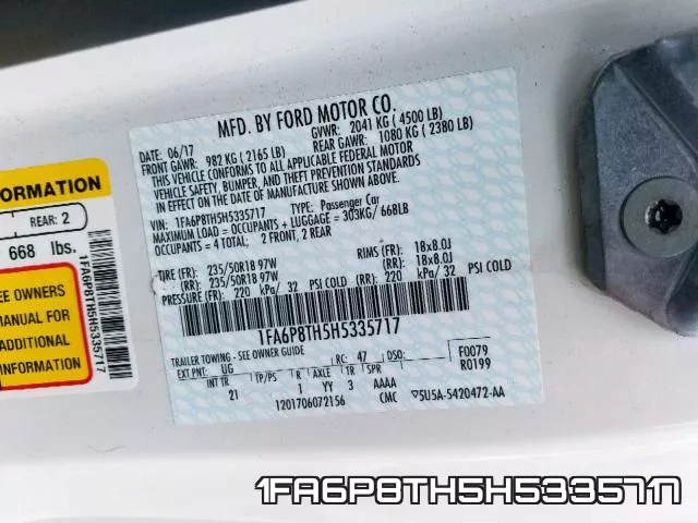 1FA6P8TH5H5335717 фото 2