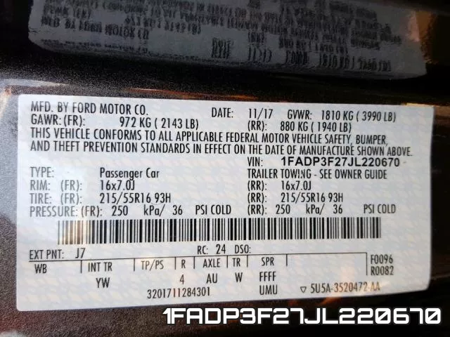 1FADP3F27JL220670 фото 2
