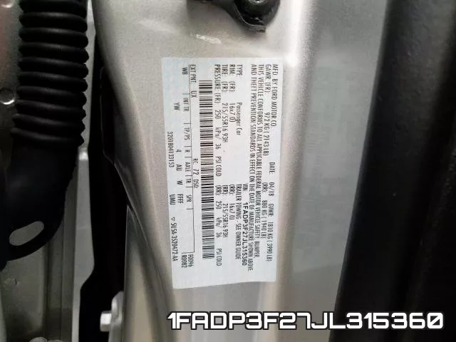1FADP3F27JL315360 фото 2