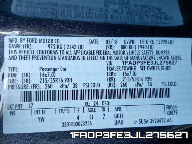 1FADP3FE3JL275627 фото 2