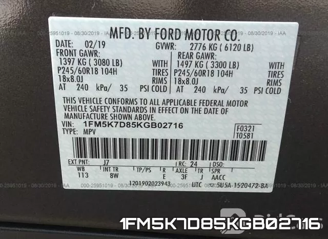 1FM5K7D85KGB02716 фото 10