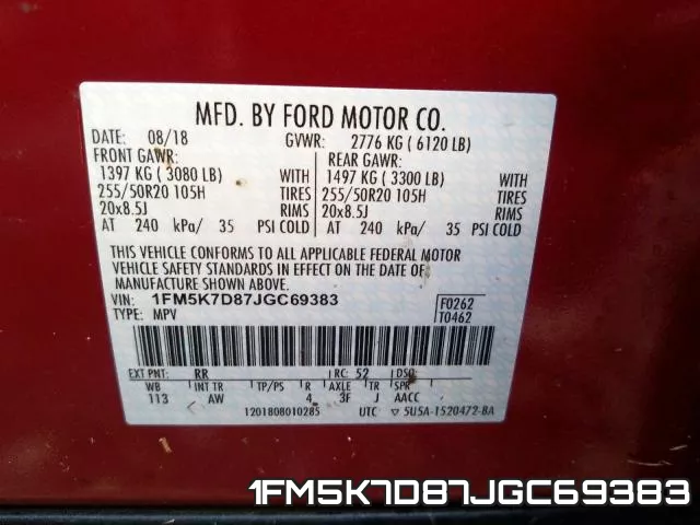 1FM5K7D87JGC69383 фото 2